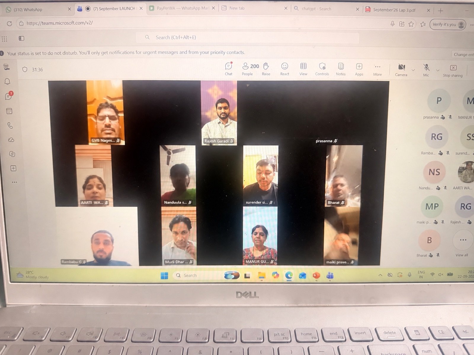 Online training with the team